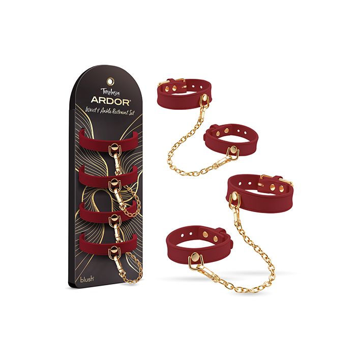 Blush Temptasia Ardor Wrist & Ankle Restraints - Red